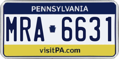 PA license plate MRA6631