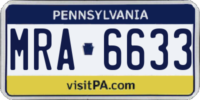 PA license plate MRA6633