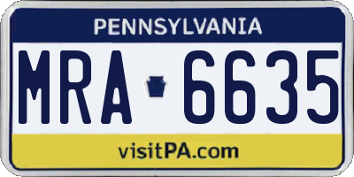 PA license plate MRA6635