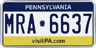PA license plate MRA6637