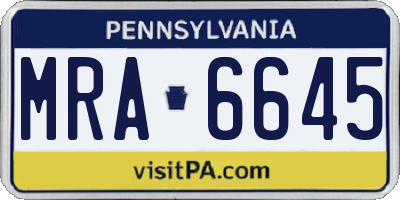 PA license plate MRA6645