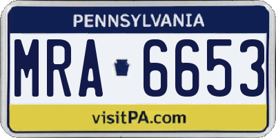 PA license plate MRA6653