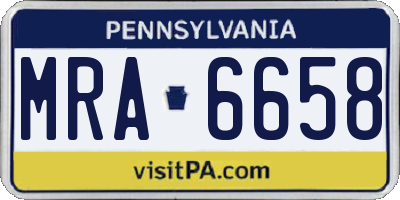 PA license plate MRA6658