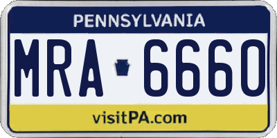 PA license plate MRA6660