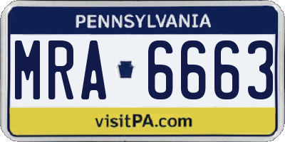 PA license plate MRA6663