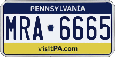 PA license plate MRA6665