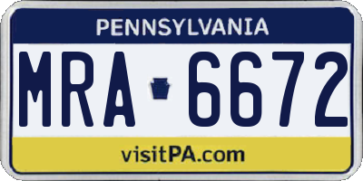 PA license plate MRA6672