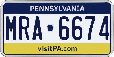 PA license plate MRA6674