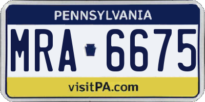 PA license plate MRA6675