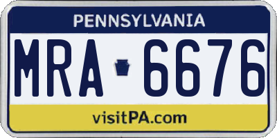 PA license plate MRA6676