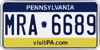 PA license plate MRA6689