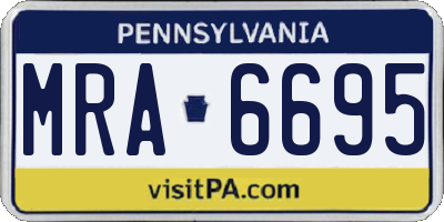 PA license plate MRA6695