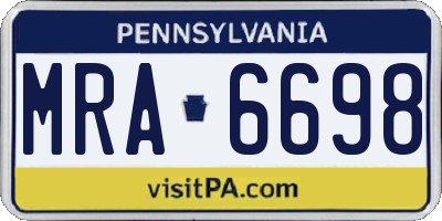 PA license plate MRA6698