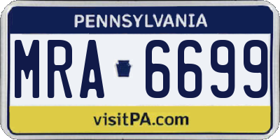 PA license plate MRA6699