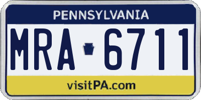 PA license plate MRA6711
