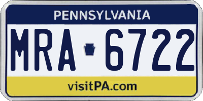 PA license plate MRA6722