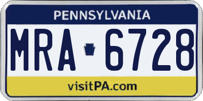 PA license plate MRA6728