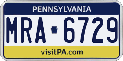 PA license plate MRA6729