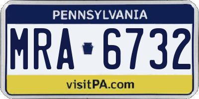 PA license plate MRA6732