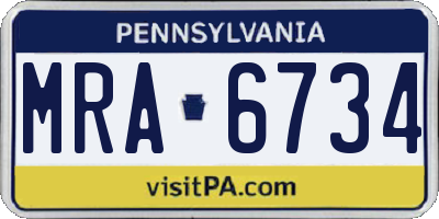 PA license plate MRA6734