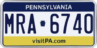 PA license plate MRA6740