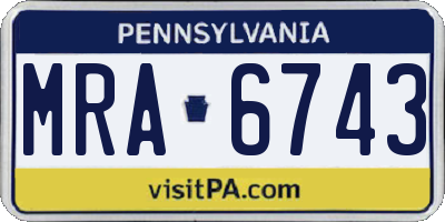 PA license plate MRA6743