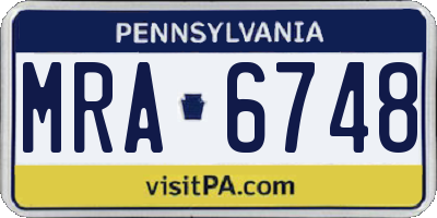 PA license plate MRA6748