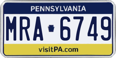 PA license plate MRA6749
