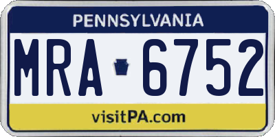 PA license plate MRA6752