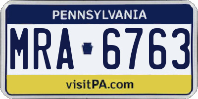 PA license plate MRA6763