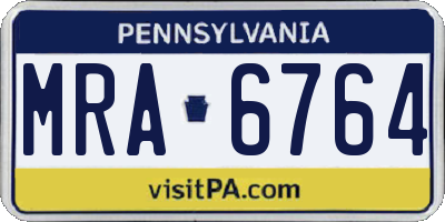 PA license plate MRA6764