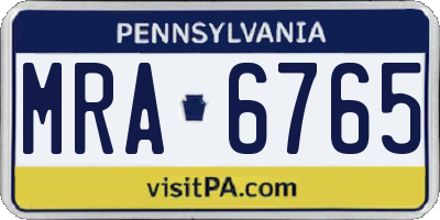 PA license plate MRA6765