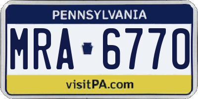 PA license plate MRA6770