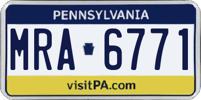 PA license plate MRA6771