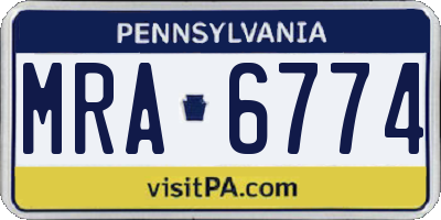 PA license plate MRA6774