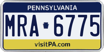 PA license plate MRA6775