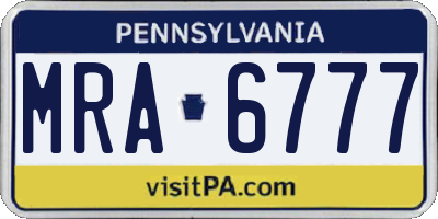 PA license plate MRA6777