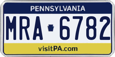 PA license plate MRA6782