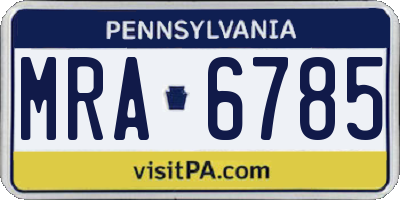 PA license plate MRA6785