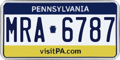 PA license plate MRA6787