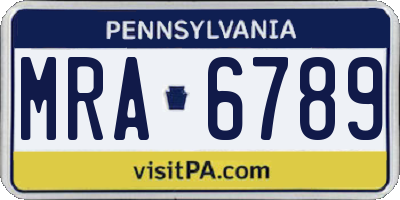 PA license plate MRA6789