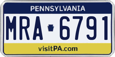 PA license plate MRA6791