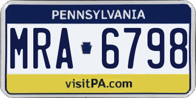 PA license plate MRA6798