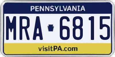 PA license plate MRA6815