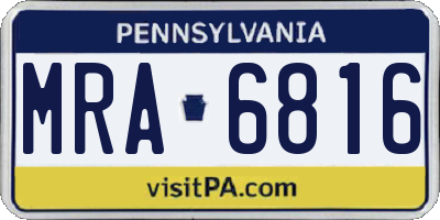 PA license plate MRA6816