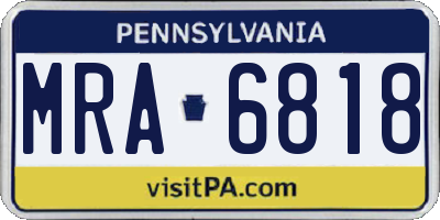 PA license plate MRA6818