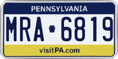 PA license plate MRA6819