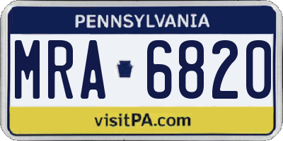 PA license plate MRA6820