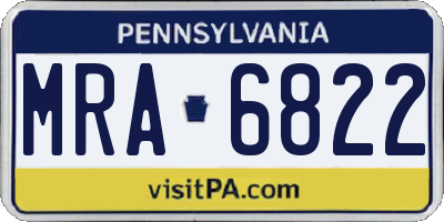 PA license plate MRA6822