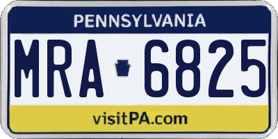 PA license plate MRA6825